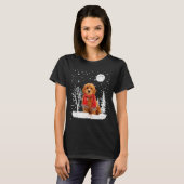 Goldendoodle Under Moonlight Snow Christmas Pajama T-Shirt (Vorne ganz)