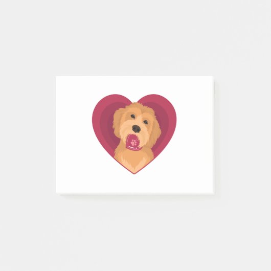 Goldendoodle Valentine Herz Golden Doodle Hund Post-it Klebezettel (Vorderseite)