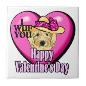Goldendoodle-Valentinstag Fliese (Vorderseite)
