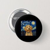 Goldendoodle Van Gogh Starry Night Button (Vorne & Hinten)
