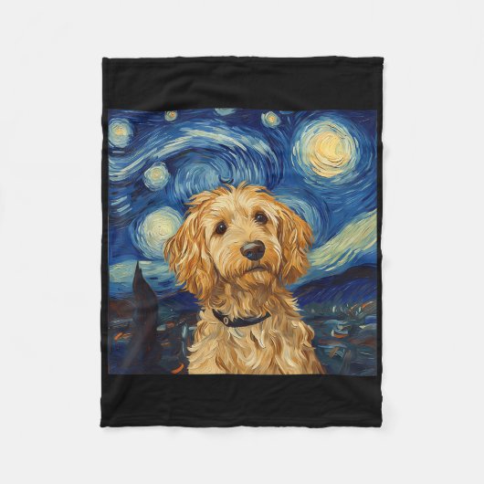 Goldendoodle Van Gogh Starry Night Fleecedecke (Vorderseite)