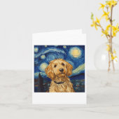 Goldendoodle Van Gogh Starry Night Karte (Gelbe Blume)