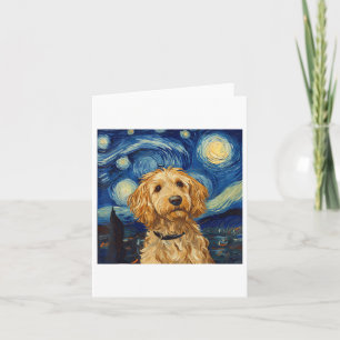Goldendoodle Van Gogh Starry Night Karte