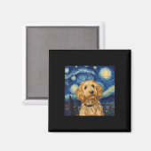 Goldendoodle Van Gogh Starry Night Magnet (Vorderseite/Rückseite)