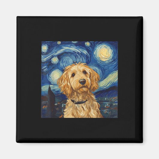 Goldendoodle Van Gogh Starry Night Magnet (Vorne)
