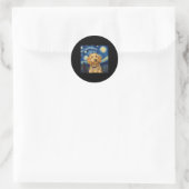 Goldendoodle Van Gogh Starry Night Runder Aufkleber (Tasche)