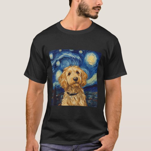 Goldendoodle Van Gogh Starry Night T-Shirt (Vorderseite)