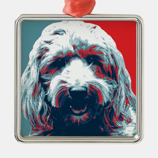 GOLDENDOODLE von Hope Hogs Silbernes Ornament (Vorne)