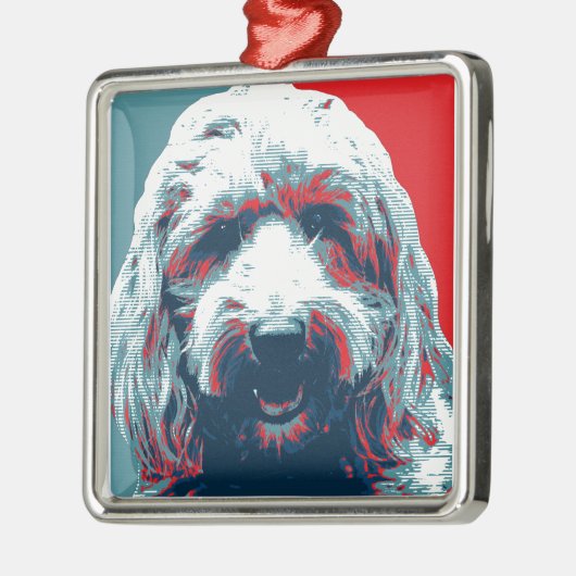 GOLDENDOODLE von Hope Hogs Silbernes Ornament (Links)