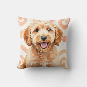 Goldendoodle-Wasserfarben-Spiral-Schwung-Kunst Kissen