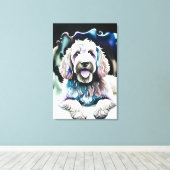 Goldendoodle Weichpastel Wasserfarbe "Happy Dog" Leinwanddruck (Insitu (Holzboden))
