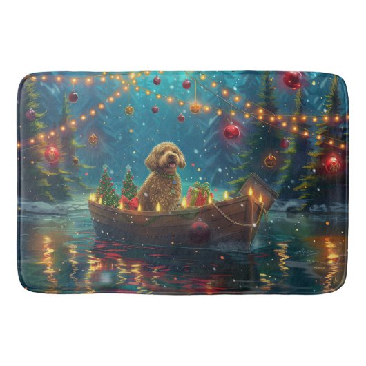 Goldendoodle Weihnachten Feierliche Reise Badematte (Vorderseite)