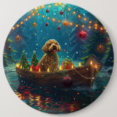Goldendoodle Weihnachten Feierliche Reise Button (Vorderseite)