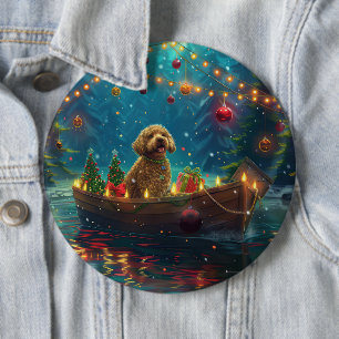 Goldendoodle Weihnachten Feierliche Reise Button