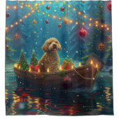 Goldendoodle Weihnachten Feierliche Reise Duschvorhang (Vorderseite)