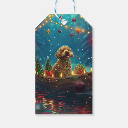 Goldendoodle Weihnachten Feierliche Reise Geschenkanhänger (Rückseite)