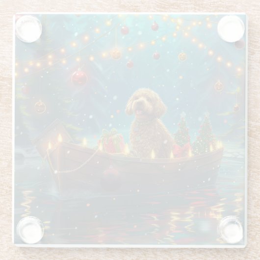 Goldendoodle Weihnachten Feierliche Reise Glasuntersetzer (Rückseite)