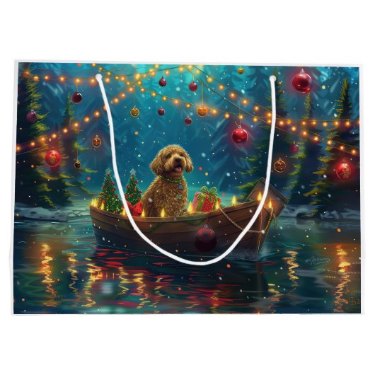 Goldendoodle Weihnachten Feierliche Reise Große Geschenktüte (Rückseite)