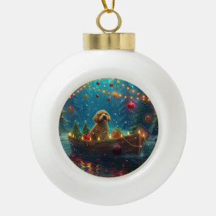 Goldendoodle Weihnachten Feierliche Reise Keramik Kugel-Ornament