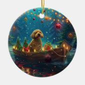 Goldendoodle Weihnachten Feierliche Reise Keramik Ornament (Vorne)