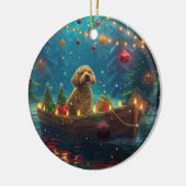 Goldendoodle Weihnachten Feierliche Reise Keramik Ornament (Links)