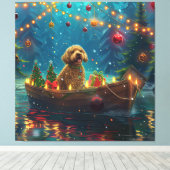 Goldendoodle Weihnachten Feierliche Reise Leinwanddruck (Insitu (Holzboden))