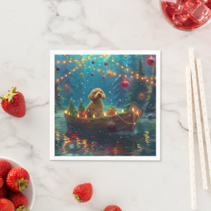 Goldendoodle Weihnachten Feierliche Reise Serviette