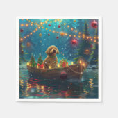 Goldendoodle Weihnachten Feierliche Reise Serviette (Vorderseite)