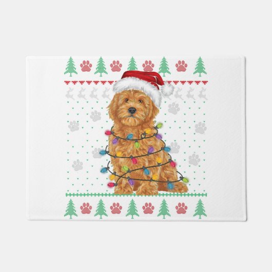 Goldendoodle Weihnachten Ugly Sweater Funny Dog Li Fußmatte (Vorderseite)