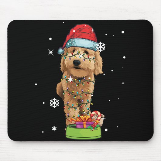 Goldendoodle Weihnachten Weihnachtsfeiertag Hund L Mousepad (Vorne)