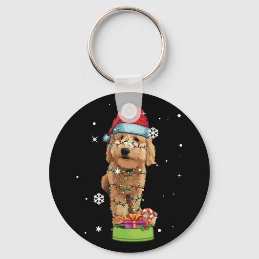Goldendoodle Weihnachten Weihnachtsfeiertag Hund L Schlüsselanhänger (Vorderseite)