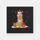 Goldendoodle Weihnachtsbaum Lichter Xmas Paja Serviette (Vorderseite)