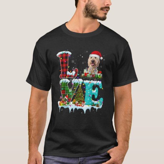 Goldendoodle Weihnachtsbaum Light Pajama Dog Xmas T-Shirt (Vorderseite)