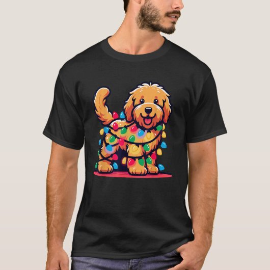 Goldendoodle Weihnachtsbaum Xmas Lichter Golden Do T-Shirt (Vorderseite)