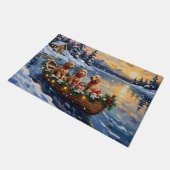 Goldendoodle Weihnachtsboot Urlaub Fußmatte (Schrägansicht)
