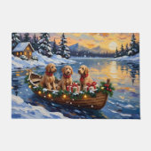 Goldendoodle Weihnachtsboot Urlaub Fußmatte (Vorderseite)