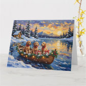 Goldendoodle Weihnachtsboot Urlaub Karte (Gelbe Blume)