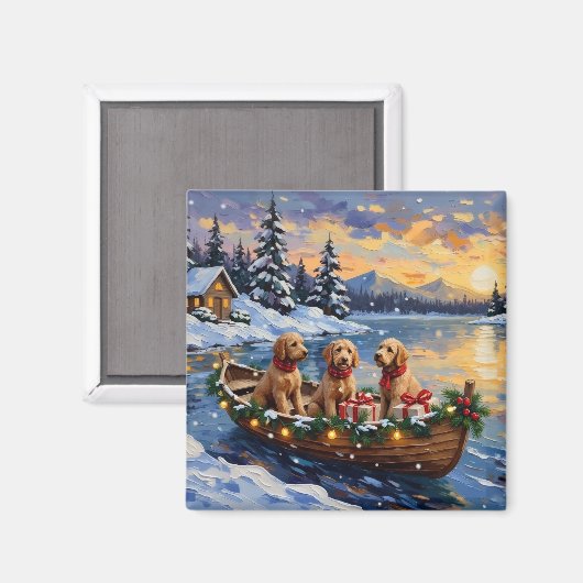 Goldendoodle Weihnachtsboot Urlaub Magnet (Vorderseite/Rückseite)
