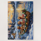 Goldendoodle Weihnachtsboot Urlaub Puzzle (Vertikal)