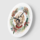 Goldendoodle Weihnachtsfeier Festliche Jungfrau Große Wanduhr (Winkel)