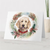Goldendoodle Weihnachtsfeier Festliche Jungfrau Karte (Vorderseite)