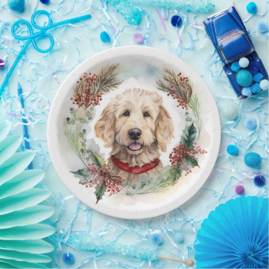 Goldendoodle Weihnachtsfeier Festliche Jungfrau Pappteller (Party)