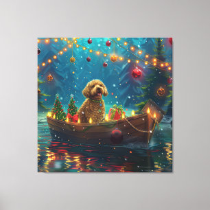 Goldendoodle Weihnachtsfestliche Reise Leinwanddruck
