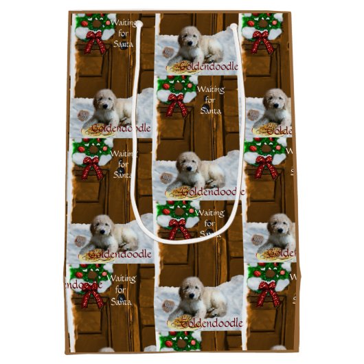 Goldendoodle Weihnachtsgeschenke Mittlere Geschenktüte (Rückseite)