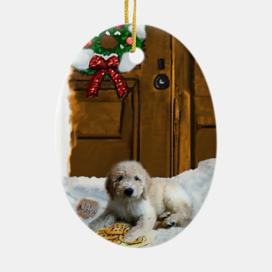 Goldendoodle Weihnachtsgeschenke Ornament (Hinten)