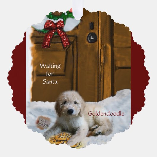 Goldendoodle Weihnachtsgeschenke Ornament Karte (Vorderseite)