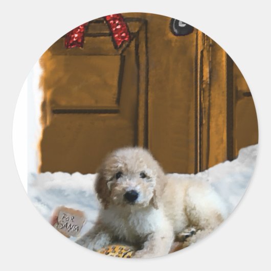 Goldendoodle Weihnachtsgeschenke Runder Aufkleber (Vorderseite)