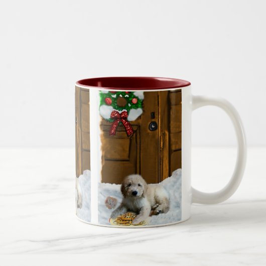 Goldendoodle Weihnachtsgeschenke Zweifarbige Tasse (Rechts)