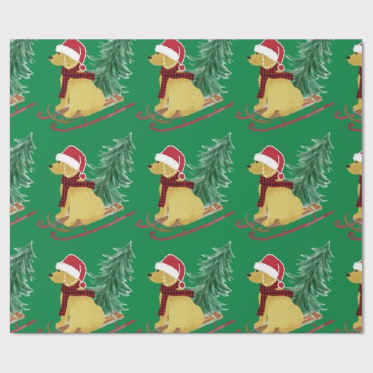 Goldendoodle Weihnachtsgrün Geschenkpapier (Flach)