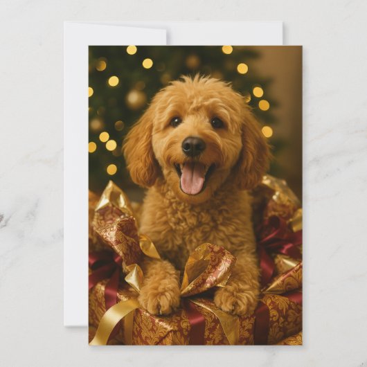 Goldendoodle-Weihnachtskarte Einladung (Vorderseite)
